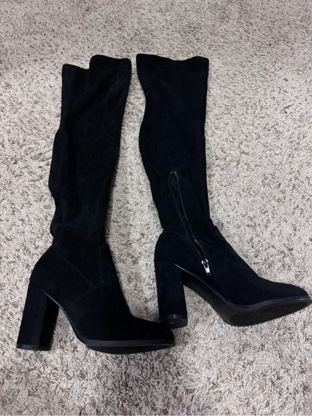 Thigh high Black Suede High Heel Boots